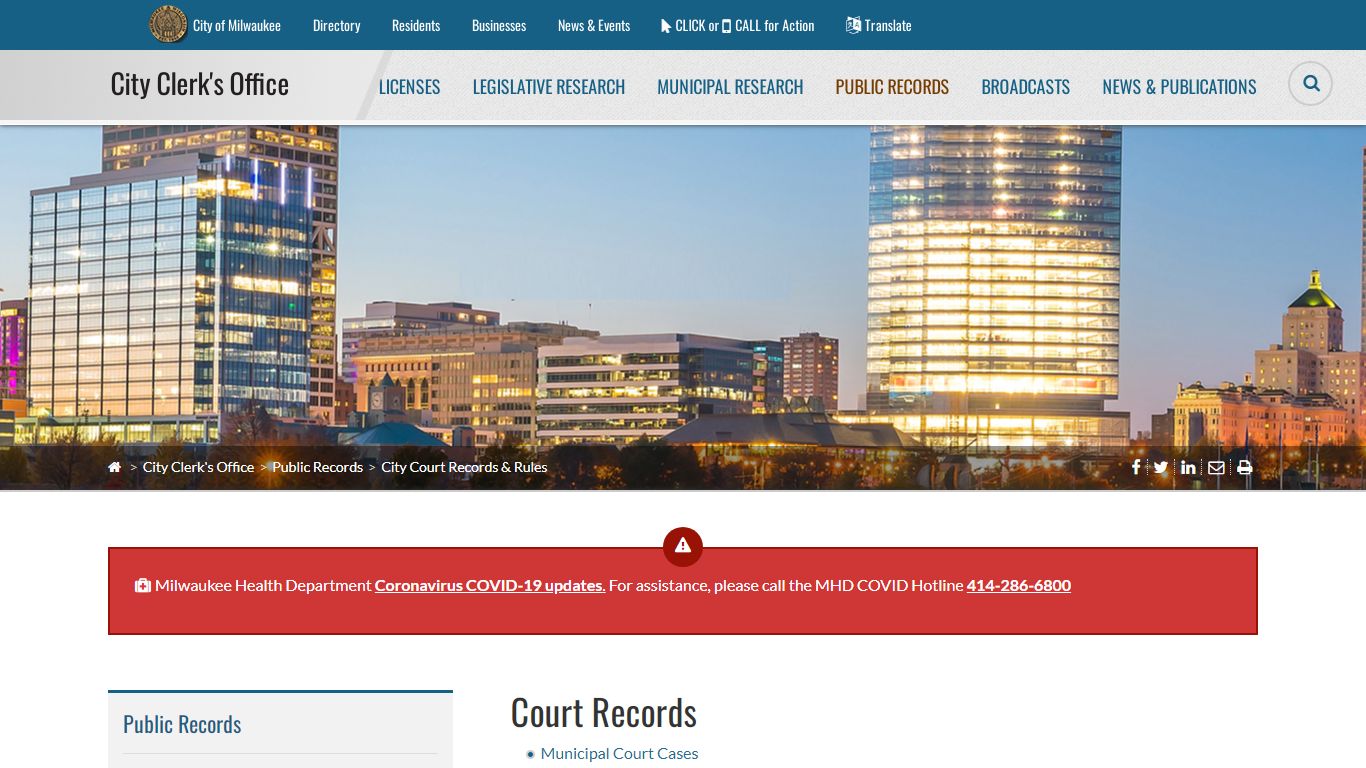 City Court Records & Rules - Milwaukee